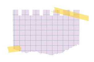 Rip pad paper of notebook or diary with grid pattern and transparent washi tape vector
