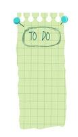 Memo sticker with to do text on pinned pad paper. Rip diary list vector