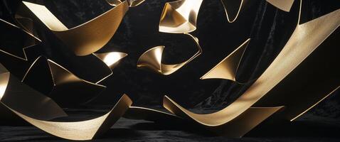 Geometric Golden Shapes on Dark Background photo
