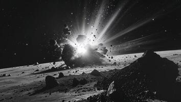 An explosion on the surface of the moon photo