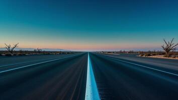 An empty highway with no cars on it photo