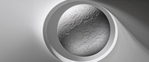 A white circular object with a crack in it photo