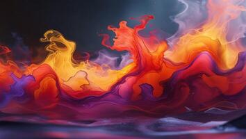 Abstract fiery burst of fluid colors blended in a dynamic composition photo