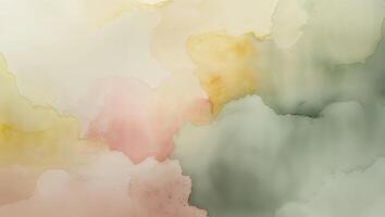 Watercolor wash effect with delicate color blend of yellow pink and green tones photo
