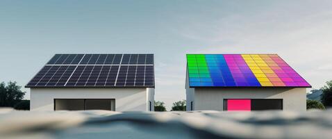 Two Houses Displaying Solar Energy and Color Options photo