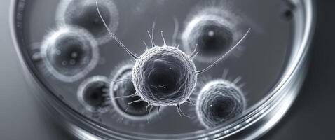 A microscope image of a cell with many cells photo