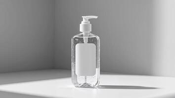 Hand Sanitizer Bottle with Blank Label for Branding and Promotion photo