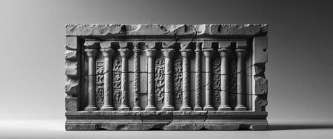 Ancient Stone Carvings Historical Panel Design. photo