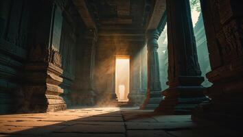 a illuminated within an ancient temple photo