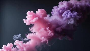 Abstract pink and purple smoke creating a dynamic frame on a dark background photo