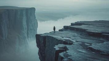 a echoing at the edge of a cliff photo