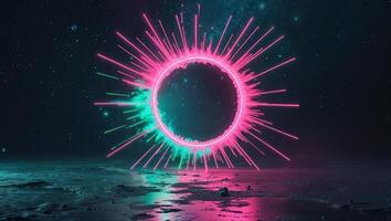 Abstract Energetic Neon Circular Formation on Dark Cosmic Background with Exploding Effect photo