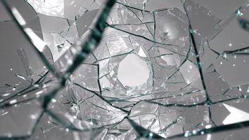 Broken glass with a hole in it photo