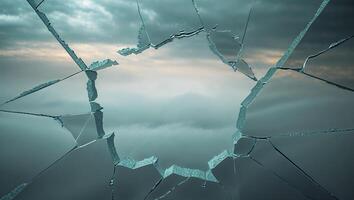 a echoing scene through a shattered glass reflecting infinite dimensions photo