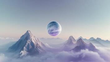 a celestial in the sky of floating mountains photo