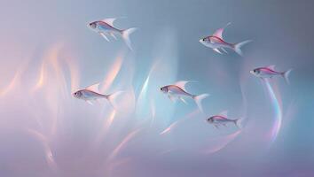 surreal shapes emerging in a ever-changing with flying fish photo