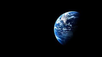 Earth from Space View of Planet with Clouds an Oceans in Dark Background photo
