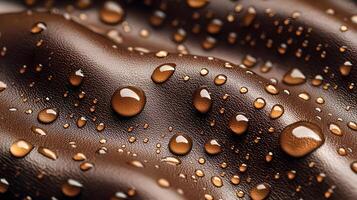Brown Leather Surface With Water Droplets A Luxurious an Durable Material photo