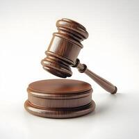 Wooden Gavel and Sound Block Symbol of Justice and Legal Proceedings photo