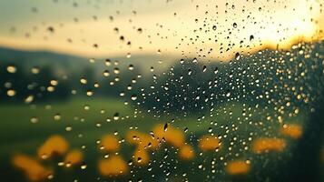 Raindrops on Glass Window A Study in Weather Patterns an Light Refraction Art photo