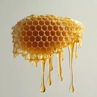 Golden Honeycomb Drips Sweet Nectar A Natural Treat From The Beehive photo