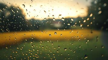 Raindrops on Glass Window A Study in Weather Patterns and Light Refraction photo