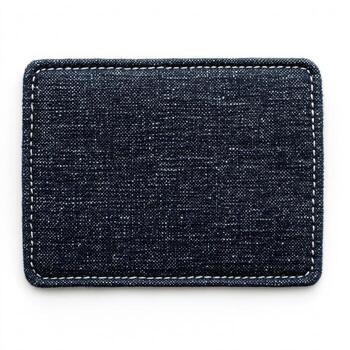 Denim rectangle badge with light stitching offers a rustic and adaptable design element photo