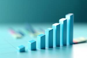Abstract Representation of Growth With Blue Bar Graph, A 3D bar graph descending to show the decrease in the value of money due to inflation photo