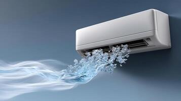 Modern Air Conditioner Unit Blowing Cool Air Refreshing Cold Breeze Home Cooling System photo