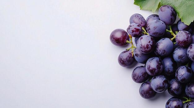 A bunch of grapes on a white surface photo