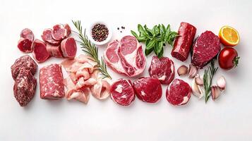 Fresh Assortment of Minced Meat Cuts Including Pork and Beef photo