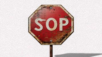 A stop sign with the word stop painted on it photo