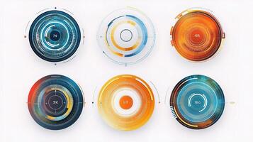 A set of circular icons with different colors photo
