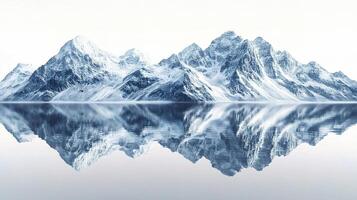 Serene Reflection of Mountain Range in Calm Water Landscape photo