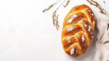 Bread with braided bread on white background photo