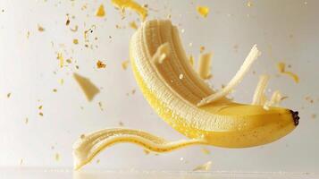 A banana being thrown into the air photo