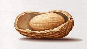 An illustration of a walnut shell on a white background photo