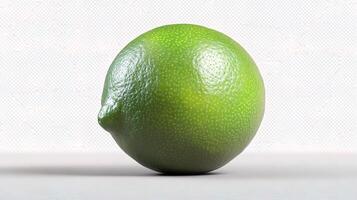 A lime is shown on a white surface photo
