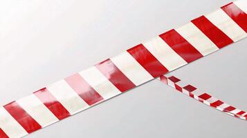 A red and white striped ribbon on a wall photo