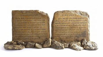 Two large stone tablets with arabic writing on them photo