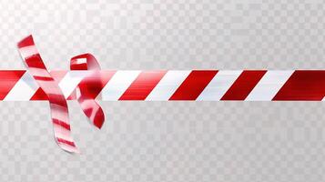 Red and white striped ribbon on transparent background photo