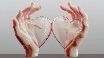 dos manos participación un vaso corazón conformado objeto foto