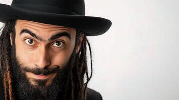 A man with dreadlocks and a hat photo