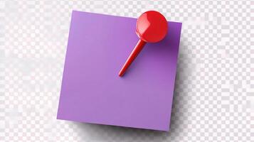 A purple piece of paper with a red pen on top photo