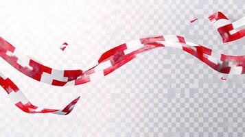 Red and white checkered ribbon on transparent background photo