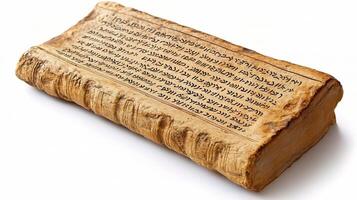 A piece of wood with a hebrew inscription on it photo
