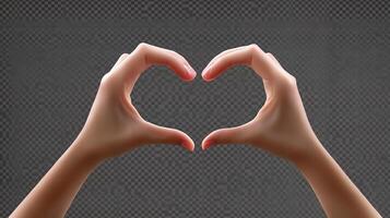 Hands making heart shape on mesh background photo