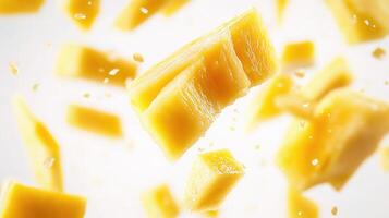 A bunch of pieces of yellow fruit photo