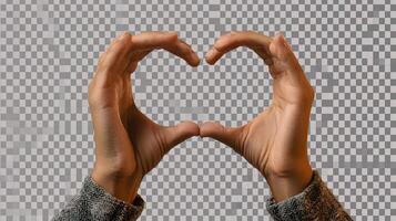 Hands making heart shape with fingers on transparent background photo