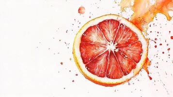 A watercolor painting of a grapefruit with a splash of juice photo